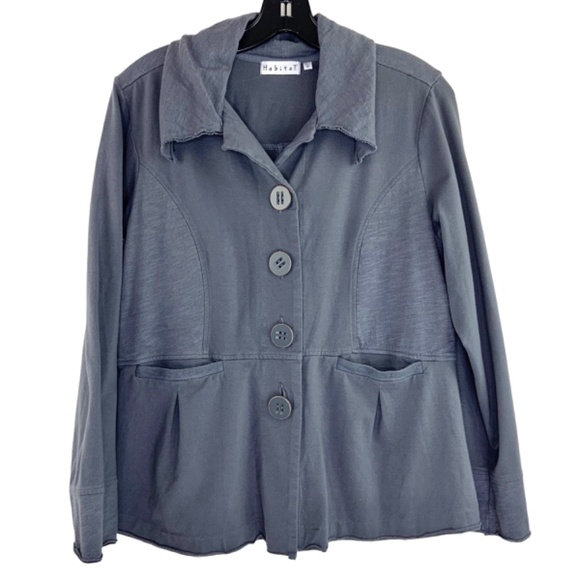 Habitat Sweaters - Habitat Grey Button Front Sweater
